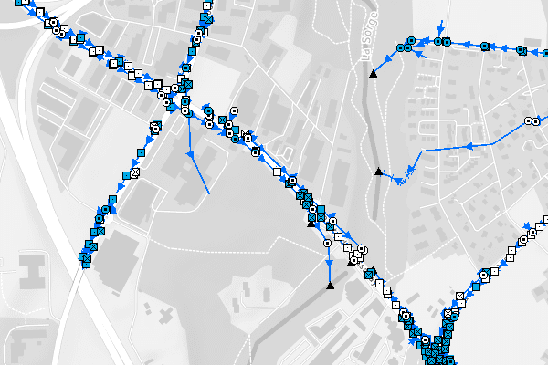 Ligne bleue - Canalisations des routes cantonales